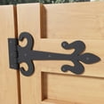 thumbnail image 1 of Renovators Supply Gate Hinges 12" Black Wrought Iron Fleur De Lis Style Strap Hinges for Gates and Doors w/Screws, 1 of 12
