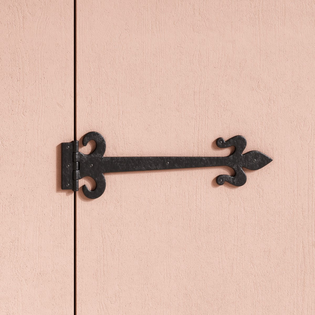 Black Wrought Iron Fleur De Lis 18" Strap Hinge