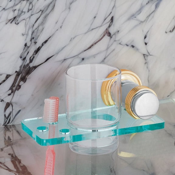 Renovators Supply Glass Toothbrush Holder Wall Mounted Victorian Spectrum Brass Bracket