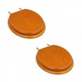 thumbnail image 1 of Renovators Supply Light Oak Wooden Toilet Seat Round Toilet Seat w/Brass PVD Hinges and Non Slip Bumper Pack of 2, 1 of 7