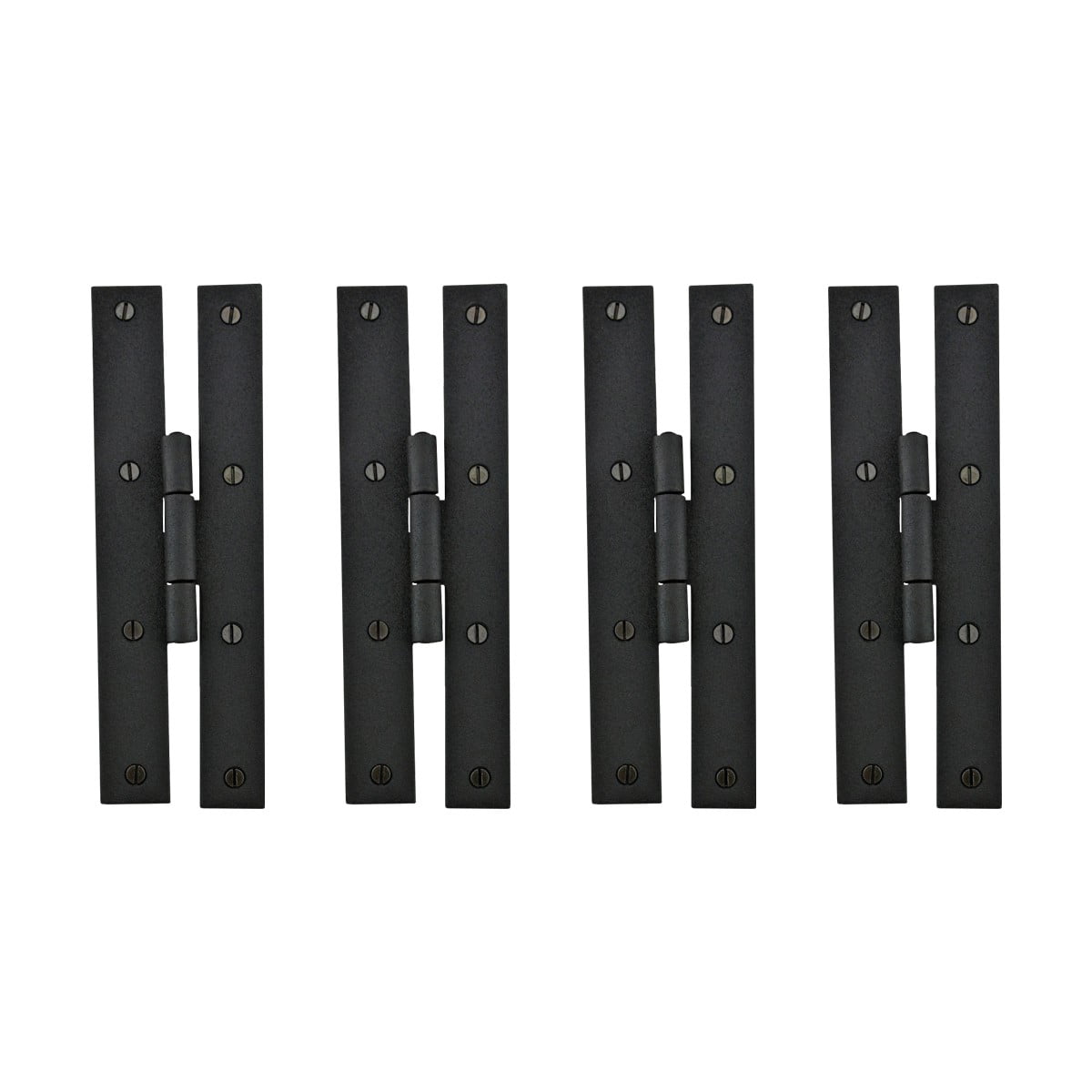 7" Black Wrought Iron H-Style Flush Gate Hinges