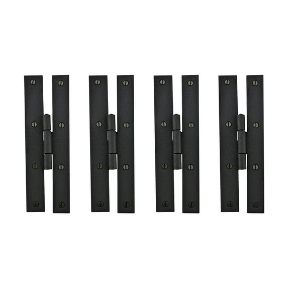 Renovators Supply H Cabinet Hinges 7" Black Wrought Iron Kitchen Cabinet Hinge w/Hardware Pack of 4