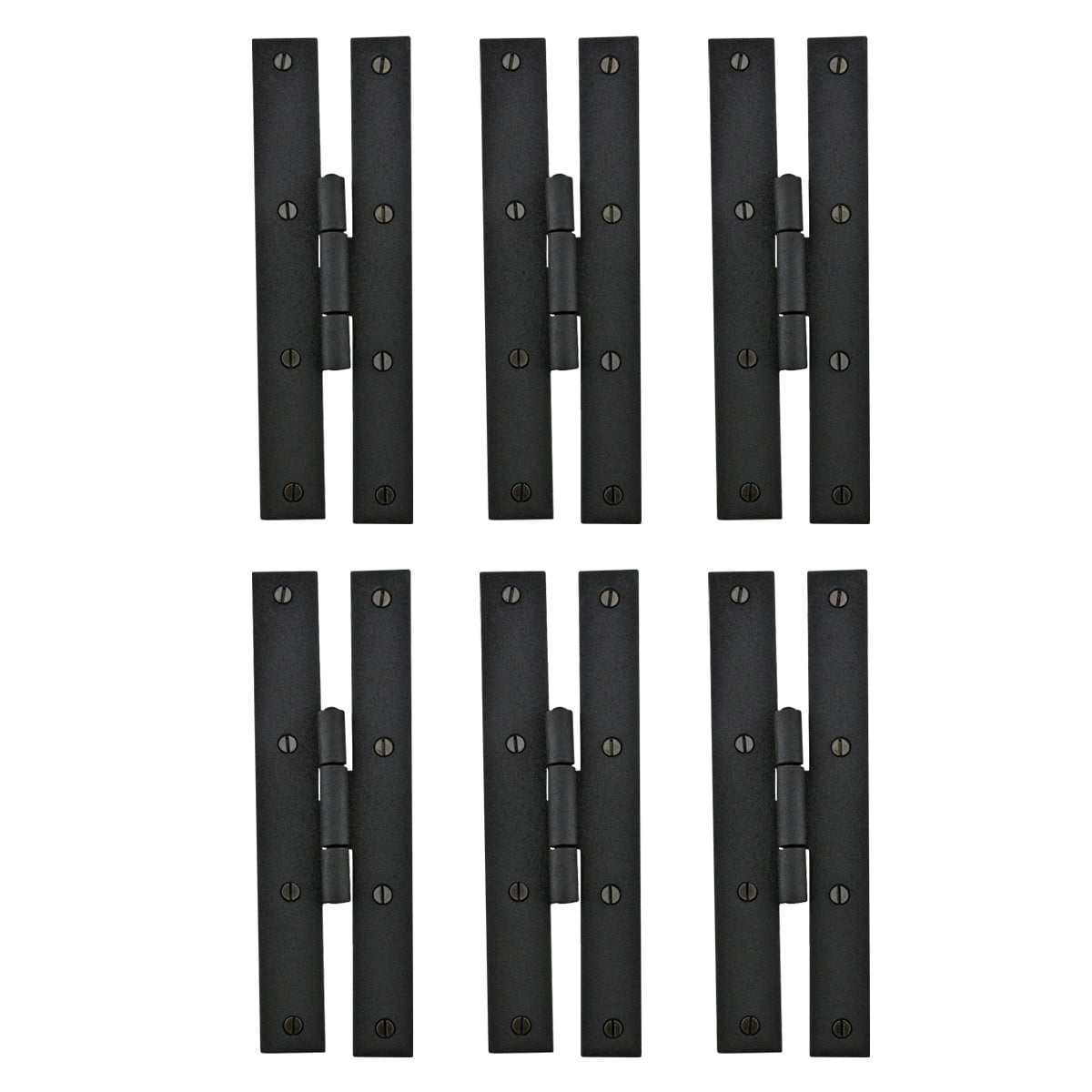 7" Black Wrought Iron H-Style Gate Hinges with RSF Finish