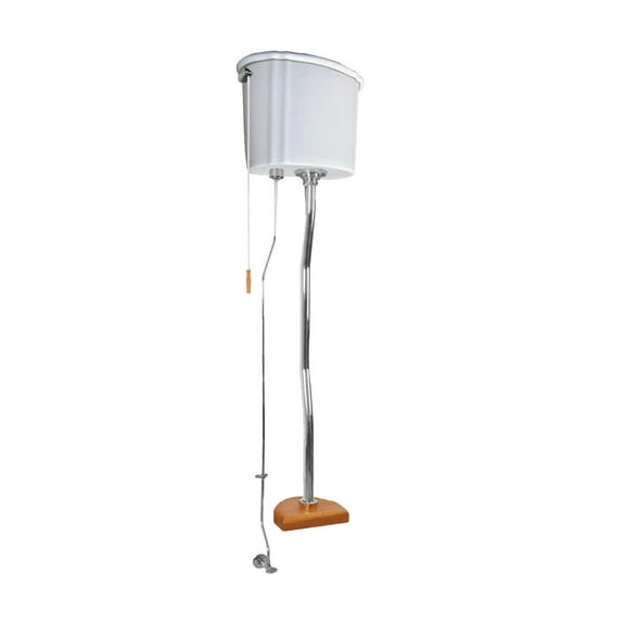 Renovators Supply High Tank Pull Chain Toilet Conversion Kit w/White Ceramic High Tank 63" to 78" Adjustable Height Chrome Z Pipe