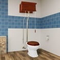 thumbnail image 1 of Renovators Supply High Tank Pull Chain Toilet w/Light Mahogany Wooden Flat High Tank 70" to 74" Adjustable Height Brass L Pipe and Elongated Toilet Bowl, 1 of 12