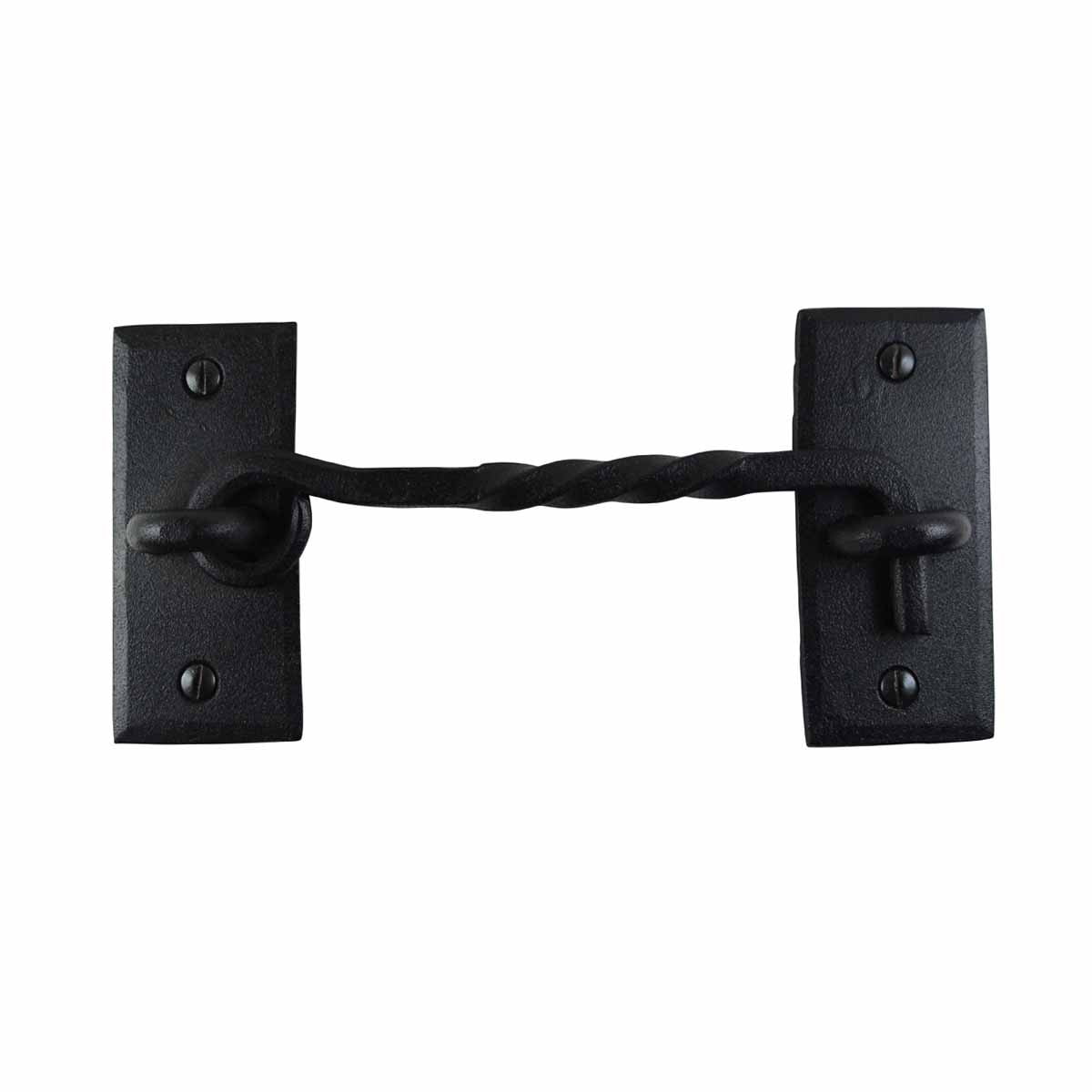6.5" Black Wrought Iron Hook and Eye Door Latch