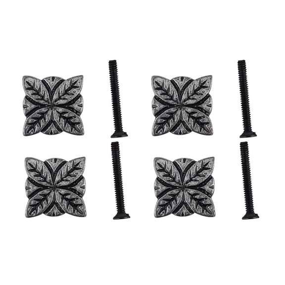 Renovators Supply Iron Kitchen Cabinet Knob Pull Decorative Flower style Pewter Finish Vintage Metal Knobs for Kitchen Cabinet, Dresser or Drawer Pull Handle w/Screws Pack of 4