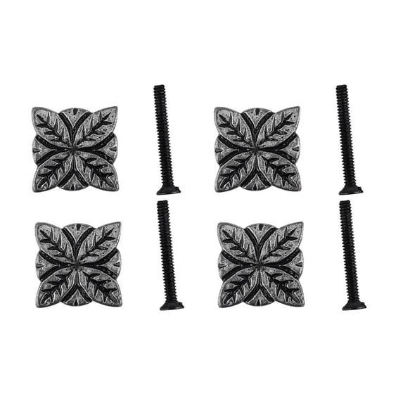 Renovators Supply Iron Kitchen Cabinet Knob Pull Decorative Flower style Pewter Finish Vintage Metal Knobs for Kitchen Cabinet, Dresser or Drawer Pull Handle w/Screws Pack of 4