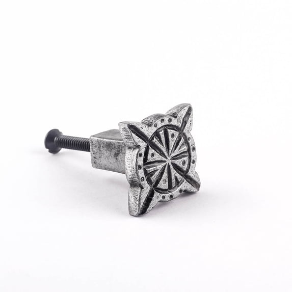 Renovators Supply Iron Kitchen Cabinet Knob Pull Decorative Target style Pewter Finish Small Vintage Metal Knobs for Kitchen Cabinet, Cupboard or Drawer Pull Handle w/Screws