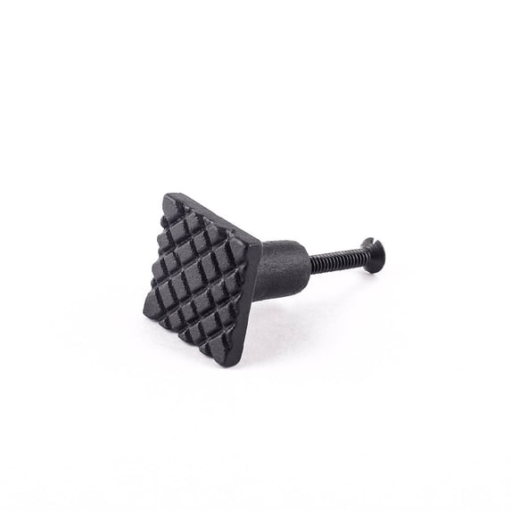 Renovators Supply Iron Kitchen Cabinet Knob Pull Square Diamond Grid style Black Powder Coat Finish Decorative Metal Knobs for Kitchen Cabinet or Drawer Pull Handle w/Screws