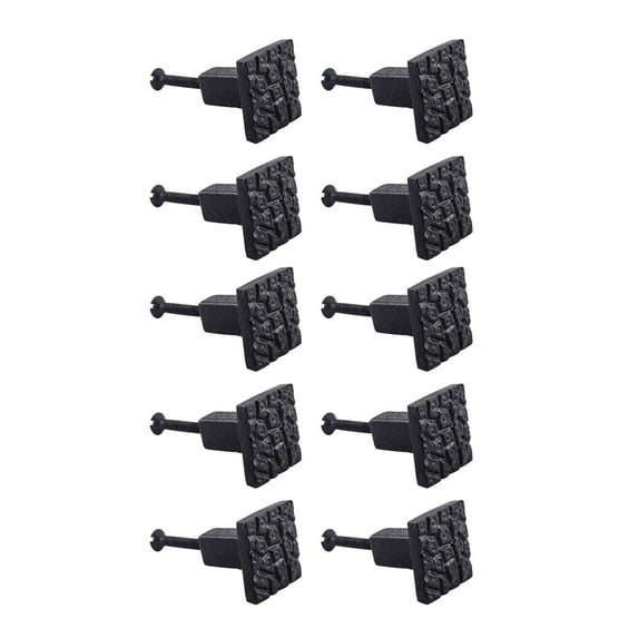 Renovators Supply Iron Kitchen Cabinet Knob Pull Vintage Square Cobblestone Black Powder Coat Finish Decorative Metal Knobs for Cabinet or Drawer Pull Handle w/Screws Pack of 10