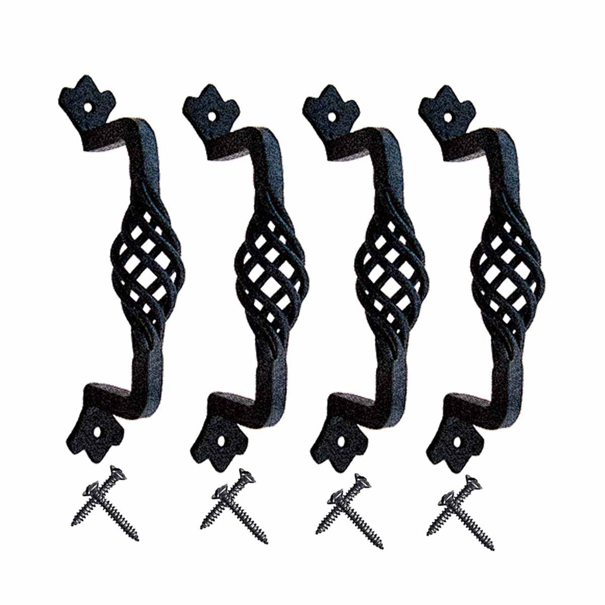 Renovators Supply Kitchen Handles 6" Black Wrought Iron Birdcage Design Pulls w