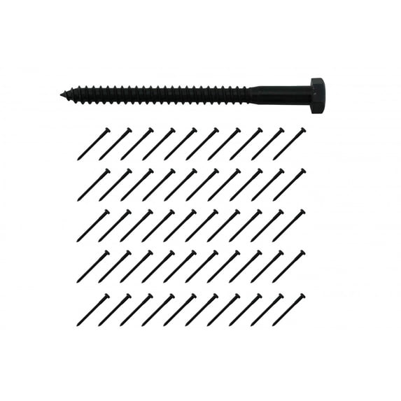 Renovators Supply Lag Bolts 4" Black Zinc Plated Steel Lag Screws with Hexagonal Head Pack of 50