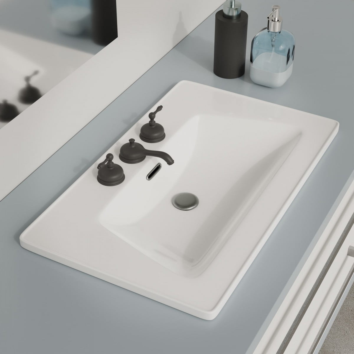 Lydia 31.5'' White Porcelain Rectangular Drop-In Bathroom Sink
