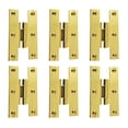 thumbnail image 1 of Renovators Supply Manufacturing 3 in Brass H Cabinet Hinge 1/4 in Offset with Hardware Rust Resistant Brass Flush Mount Hinge for Kitchen Cabinets Pack of 6, 1 of 6