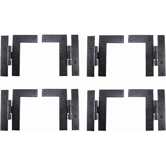 Renovators Supply Manufacturing Black Cabinet Hinges 4.5 In HL Hinge Pair Left And Right Wrought Iron Kitchen Cabinet Hinge With Hardware Pack Of 4