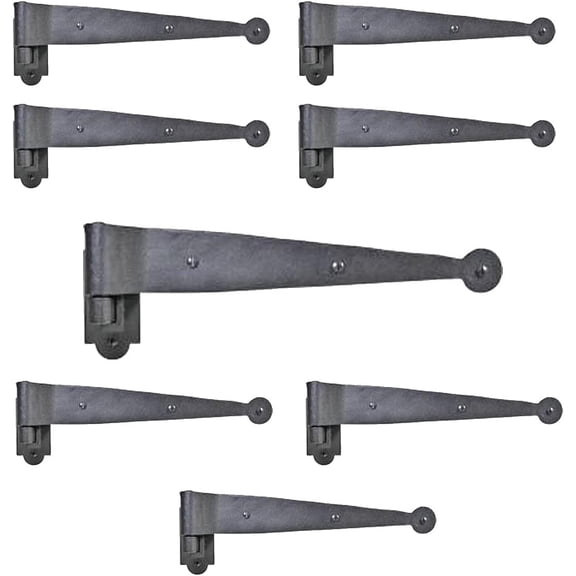 Renovators Supply Manufacturing Black Offset Strap Lift Off Pintle Hinge 11" x 2 5/8" Wrought Iron Pin Hinges for Shutters, Exterior Window Doors or Gates Offsets with Hardware Pack of 8