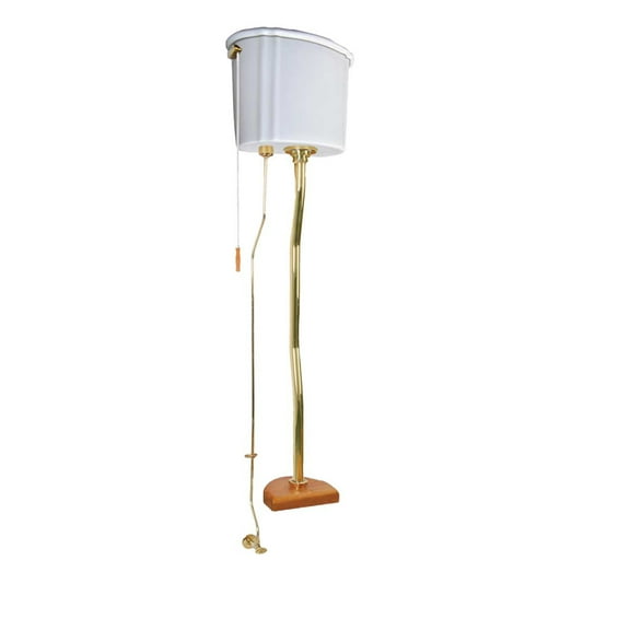 Renovators Supply Manufacturing High Tank Pull Chain Toilet Conversion Kit with White Ceramic High Tank 63 in. to 78 in. Adjustable Height Brass Z Pipe