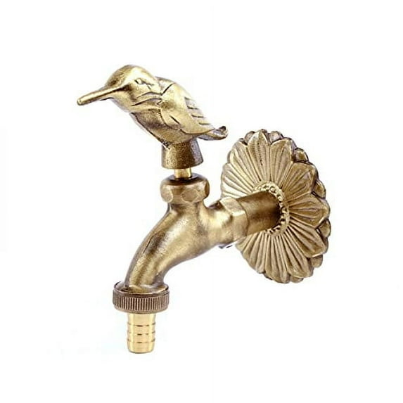 Renovators Supply Manufacturing Outdoor Faucet 4.5 in. Brass Outside Faucet with Bird Shaped Bibcock Decorative Garden Faucet