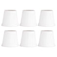thumbnail image 1 of Renovators Supply Manufacturing Small Clip On Lamp Shade White Fabric 4" Tall Vintage Mini Clip On Pleated Drum Style Fits Chandelier Candelabra Bulb Living or Bedroom Lampshade Replacement Pack of 6, 1 of 5