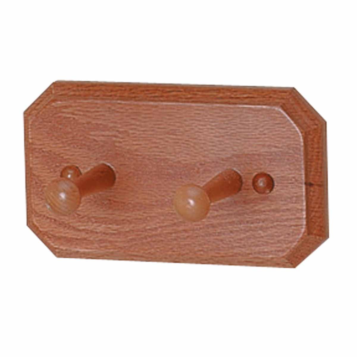 Renovators Supply Oak Wood Peg Double Hooks Rack 8.25