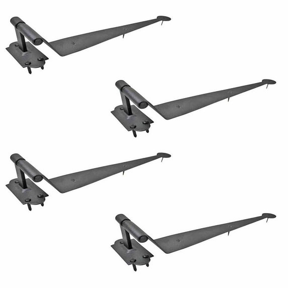 Renovators Supply Offset Lift Off Pintle Strap Hinge 11 3/4" Black Wrought Iron 2.5" Offset Pintle Strap Gate and Door Hinges w/Hardware Pack of 4