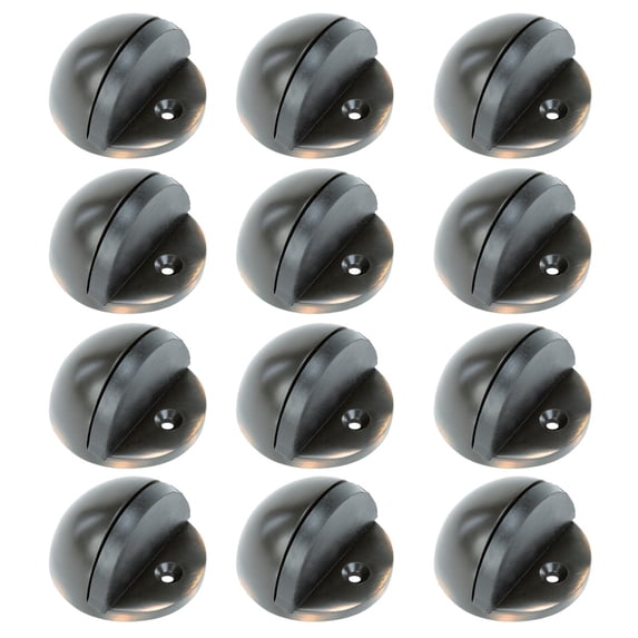 Renovators Supply Oil Rubbed Bronze Solid Brass Door Stop Bumper Floor Mount 1.65" Dia. Dome Style Adjustable Height Rubber Stopper Bumper forAbsorbing Shock w/Hardware Pack of 12