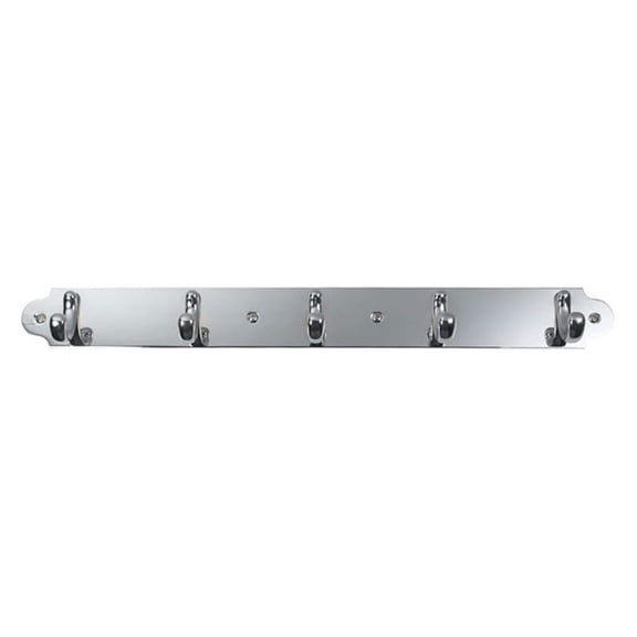 Renovators Supply Plated Brass Robe Hook Rack 15.5 Inches Wide Modern Metal Wall Mounted Coat Holder Hanger with 5 Organizer Rail Includes Mounting