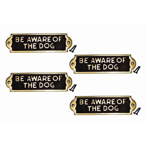 Renovators Supply Polished Brass Plate Be Aware Of The Dog Sign Brass Plaques 2 1/8 H x 7 1/16 W