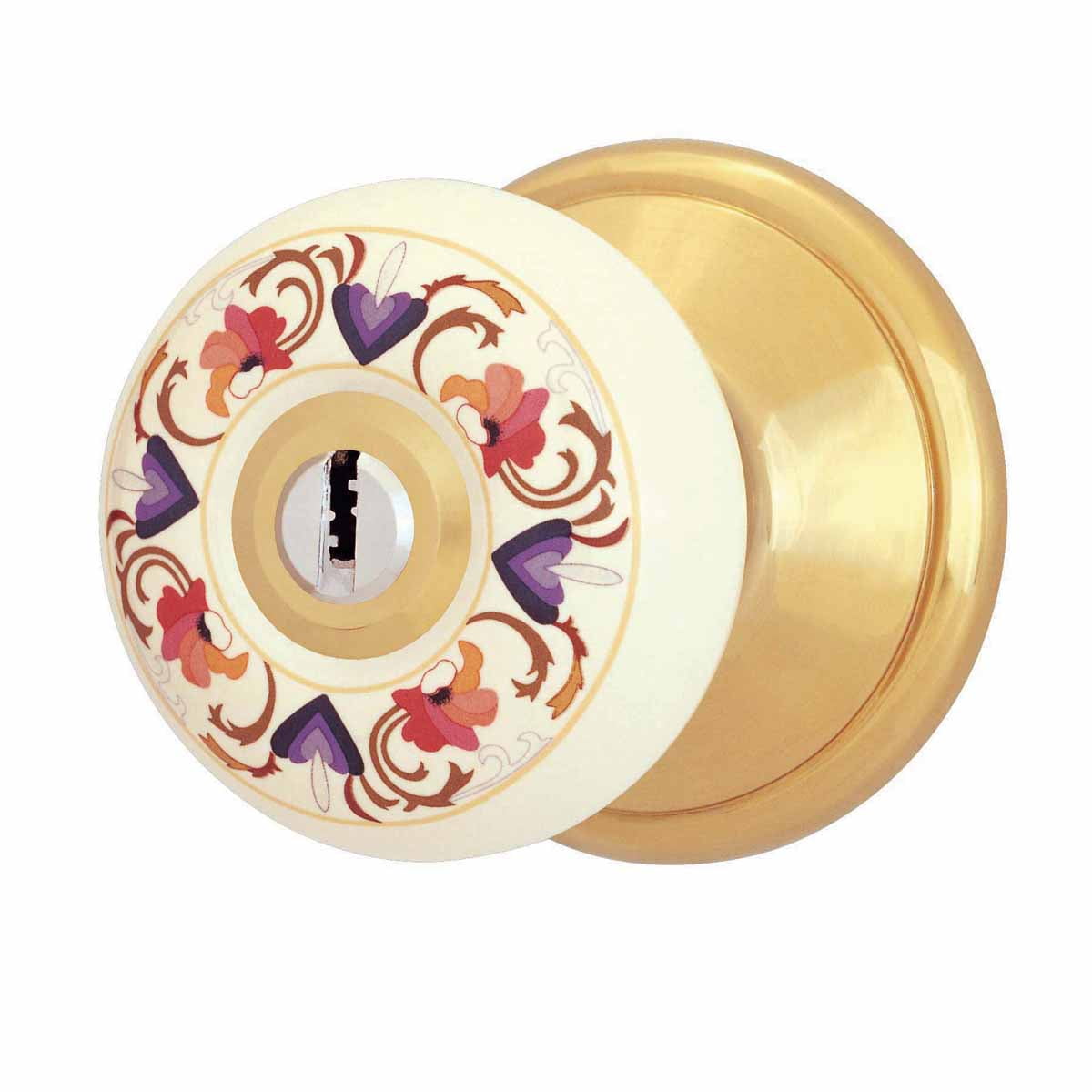 Renovators Supply Manufacturing Floral Style Porcelain Door Knob Lock Set with 2.38-Inch Adjustable Backset – Vintage Interior Door Lock Hardware by Renovators Supply Manufacturing