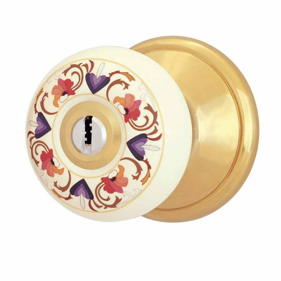 Renovators Supply Porcelain Door Lock 2.38 in Adjustable Backset Floral style Door Knob with Lock