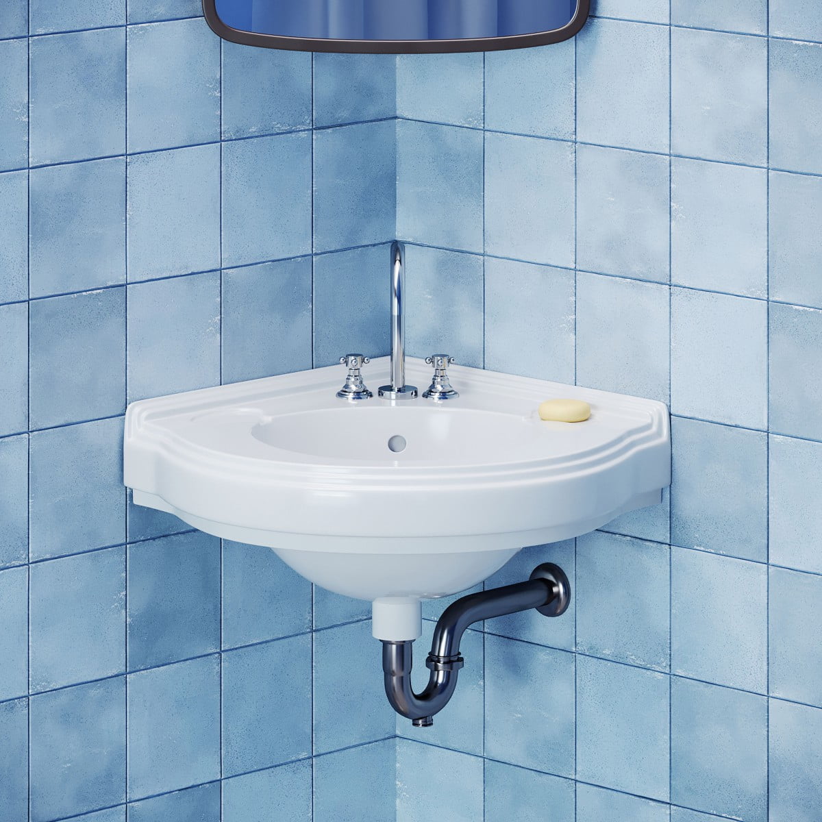 Renovators Supply Portsmouth Corner Wall Mounted Bathroom Sink 22" White Ceramic Floating Vessel Sink w/Overflow