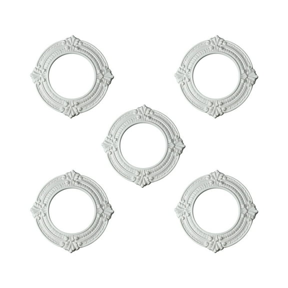 Renovators Supply Recessed Lighting Trim 10 in. Wide White Polyurethane Ornate Recessed Ceiling Light Trims Pack of 5