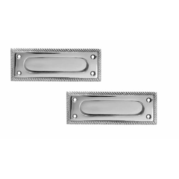 Renovators Supply Rectangular Brass Window Sash Lift 5" Chrome Georgian Rope Recessed Sash Lift for Windows w/Screws Pack of 2