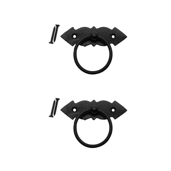 Black Wrought Iron Ring Pull Cabinet Door Drawer Set of 2 Renovators Supply