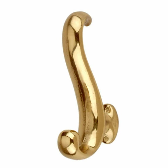 Renovators Supply Robe and Towel Hooks, Bright Solid Brass Dolphin Coat Hooks, 2 x 0.63 x 3.25 in. Wall Mounted Hanger Heavy Duty Wall Organizer Bathroom Accessories