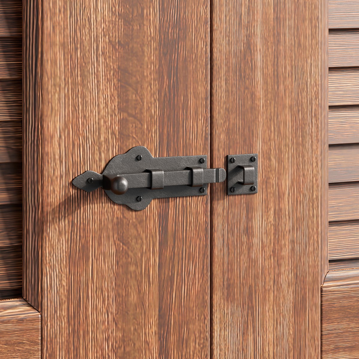 Black Wrought Iron Slide Bolt Latch for Doors and Cabinets