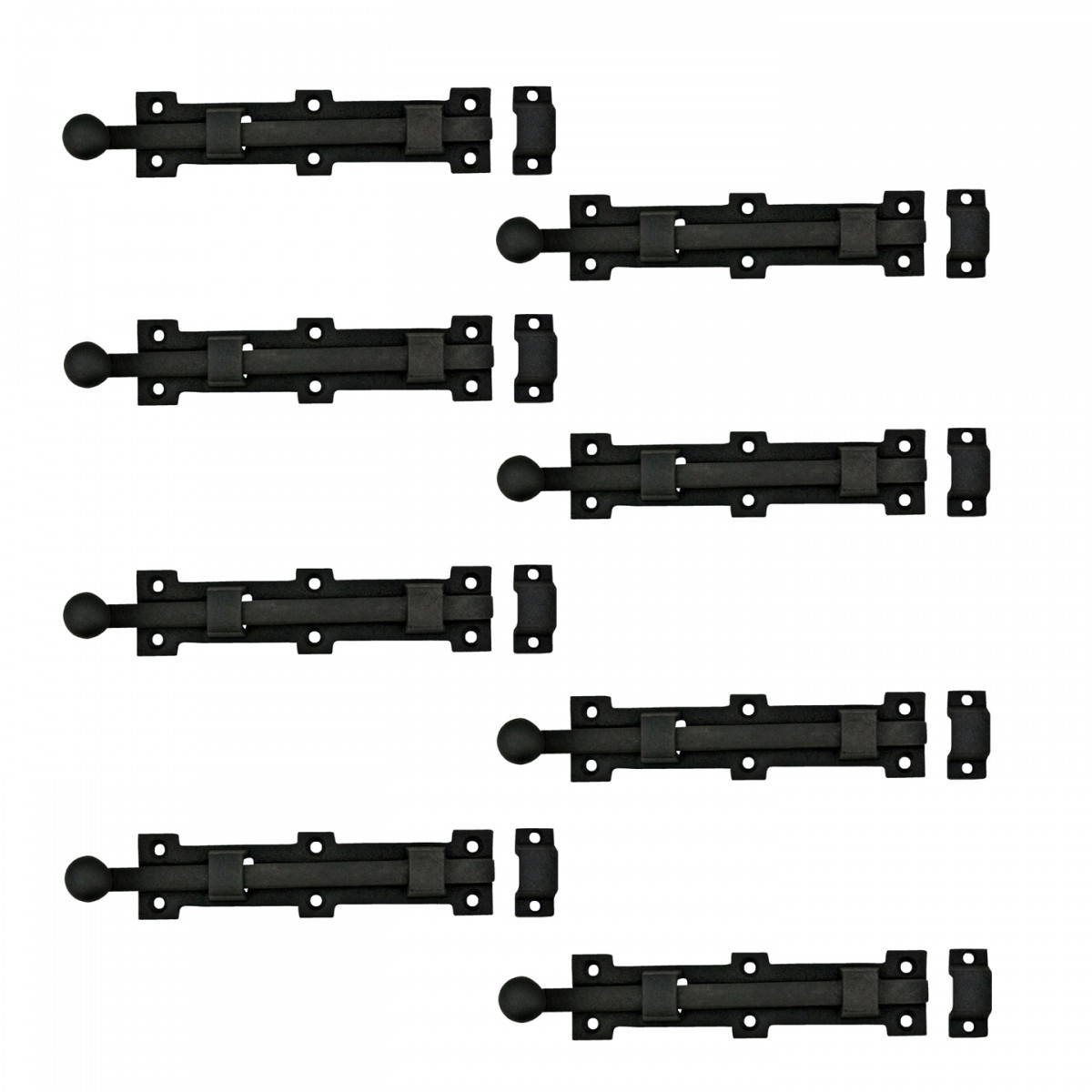 Renovators Supply Slide Bolt Latch 8 3/4" Black Wrought Iron Ball Tip