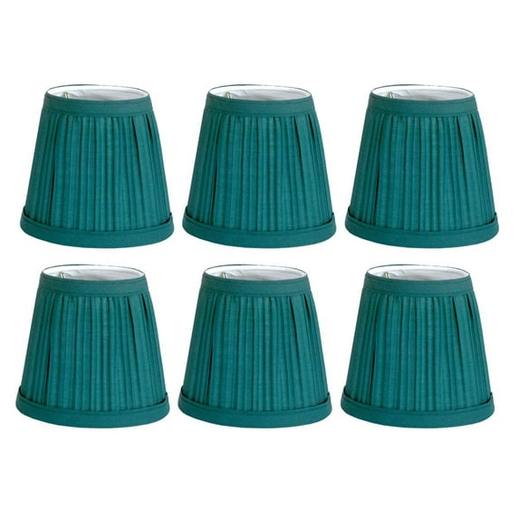 Renovators Supply Small Clip On Lamp Shade Green Fabric 4" Tall Vintage Mini Clip On Pleated Drum Style Fits Chandelier Candelabra Bulb Living or Bedroom Lampshade Replacement Pack of 6