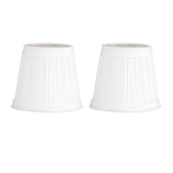 Renovators Supply Small Clip On Lamp Shade White Fabric 4" H Mini Clip On Fits Chandelier Candelabra Bulb Pleated Living or Bedroom Lampshade Replacement Pack of 2