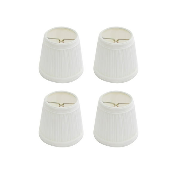 Renovators Supply Small Clip On Lamp Shade White Fabric 4" Tall Vintage Mini Clip On Pleated Drum Style Fits Chandelier Candelabra Bulb Living or Bedroom Lampshade Replacement Pack of 4