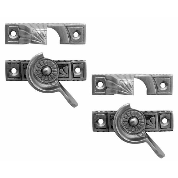 Renovators Supply Solid Brass 2.6 in Window Sash Lock Chrome Finish Imperial Design Window Locks w/Screws Pack of 2