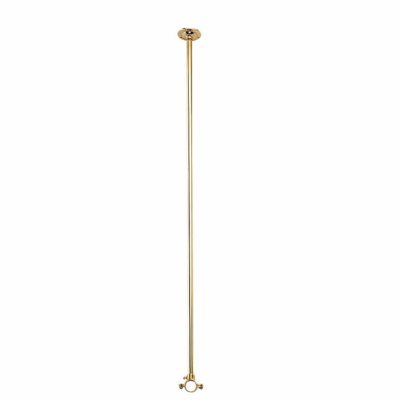 Renovators Supply Solid Brass Ceiling Brace for Shower Surround 38" L 1 1/8" Diameter Rod w/Mounting Flange and Clamp