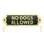 Renovators Supply Solid Brass "No Dogs Allowed" Warning Sign Plate Plaques Polished Brass Plate