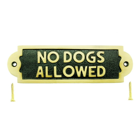 Renovators Supply Solid Brass "No Dogs Allowed" Warning Sign Plate Plaques Polished Brass Plate
