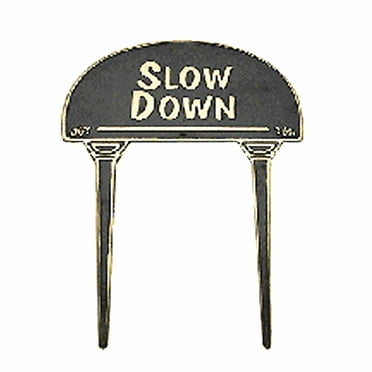 Renovators Supply Solid Brass Sign Garden Yard 'Slow Down' Polished Plaques