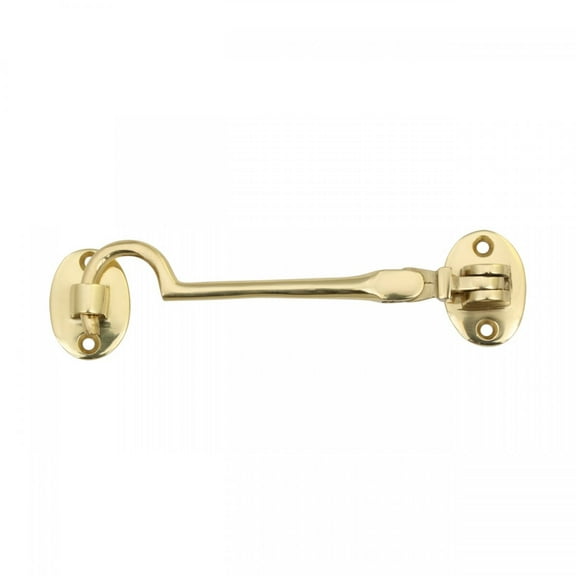 Renovators Supply Solid Brass Swivel Pivot Style Cabin Eyelet Latches 4 Inches Long Heavy Hooks for Cabinet Window Kitchen Closet Sliding Door Barn or Fence Gate Hardware Locks with Mounting Screws