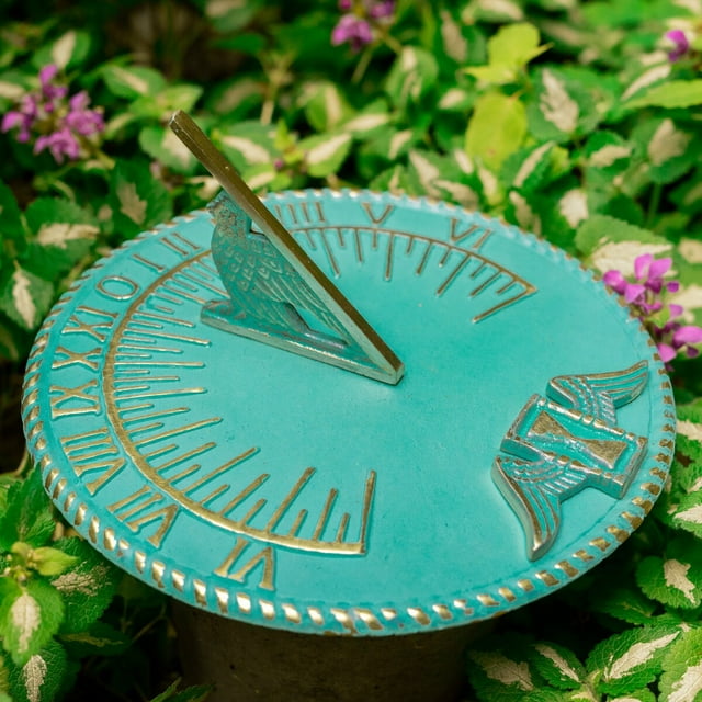 Renovators Supply Sundial 10" Turquoise Brass Vintage Sundial for Yard