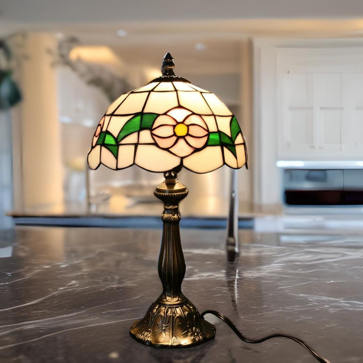 Renovators Supply Tiffany Style Table Desk Lamp Antique Brass Base ...