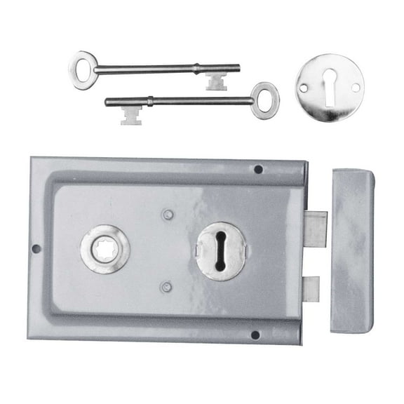 Renovators Supply Victorian Steel Rim Door Lock 4 in x 6 1/8 in Chrome Plated Steel Door Lock Hardware